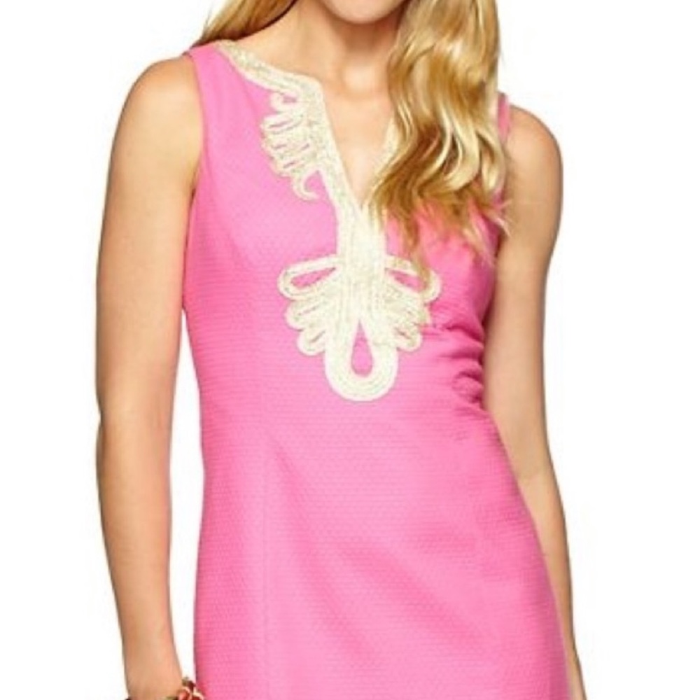 Lilly Pulitzer Janice shift dress, coral/gold